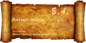Balogi Anina névjegykártya